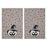 Witchy Pumpkins Striped Tea Towel 19x28