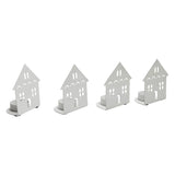 Tealight Holder House Antique White Set of 4 4.5x3.75x2.25