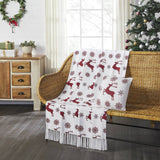 Scandia Snowflake Red White Woven Throw 50x60