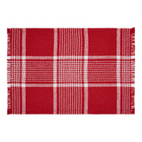 Eston Red White Plaid Placemat Set of 2 Fringed 13x19