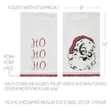 Kringle Chenille Ho Ho Ho White Muslin Tea Towel 19x28