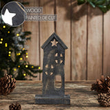 Wooden Saltbox House w/ Star Dark Brown 8x4x2