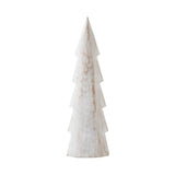 Christmas Tree Distressed White Wooden Figurine 11.5x3.5x1.5