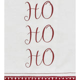 Kringle Chenille Ho Ho Ho White Muslin Tea Towel 19x28