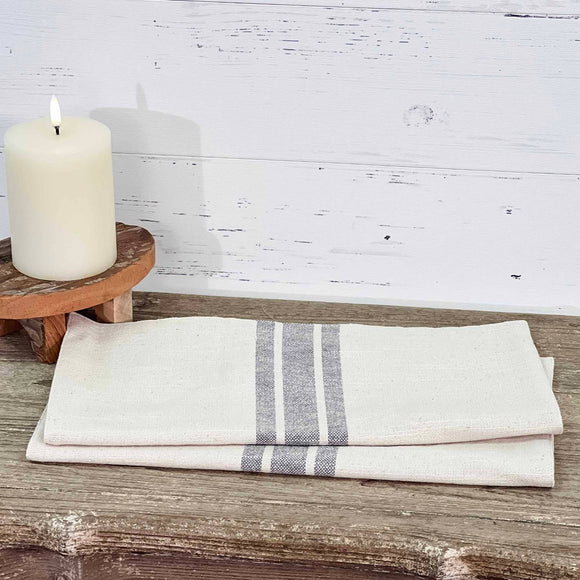 Market Place Gray Grain Sack Stripe Tablemat Set of 2 14Lx14W