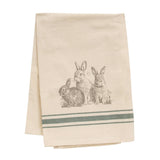 Baby Bunny Trio Slate Feed Sack Stripe Dish Towel