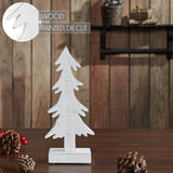 Christmas Evergreens White Wooden Figurine 12.75x5.5x2