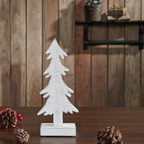 Christmas Evergreens White Wooden Figurine 12.75x5.5x2