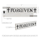 Forgiven with Crosses Wooden Sign 3x14