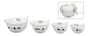 Ceramic Bird Design Measuring Cups, 4 pcs/Set
