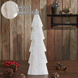 Christmas Tree Distressed White Wooden Figurine 15.75x5x1.5