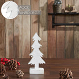 Christmas Evergreens White Wooden Figurine 11x4.5x2