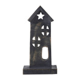 Wooden Saltbox House w/ Star Dark Brown 8x4x2