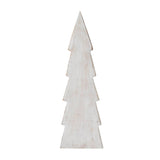 Christmas Tree Distressed White Wooden Figurine 15.75x5x1.5