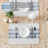 Antique White Stripe Blue Indoor/Outdoor Placemat 4pc 13x19
