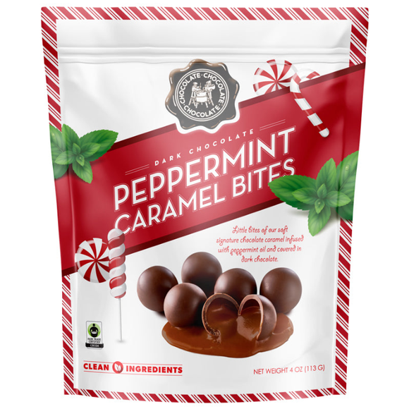 Dark Chocolate Peppermint Caramel Bites 4 OZ - CASE/12