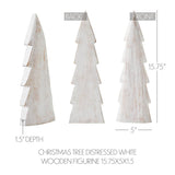 Christmas Tree Distressed White Wooden Figurine 15.75x5x1.5