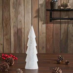 Christmas Tree Distressed White Wooden Figurine 11.5x3.5x1.5