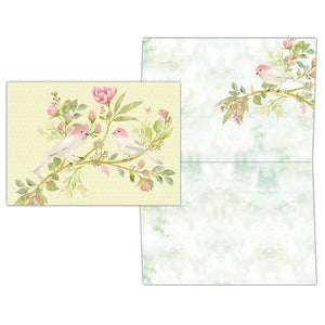 Pink Peony and Pretty Birds - Boxed Note Cards -15 Cards