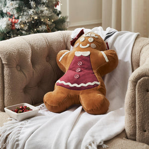 Mrs. Gingerbread Appliqued Pillow 18x12