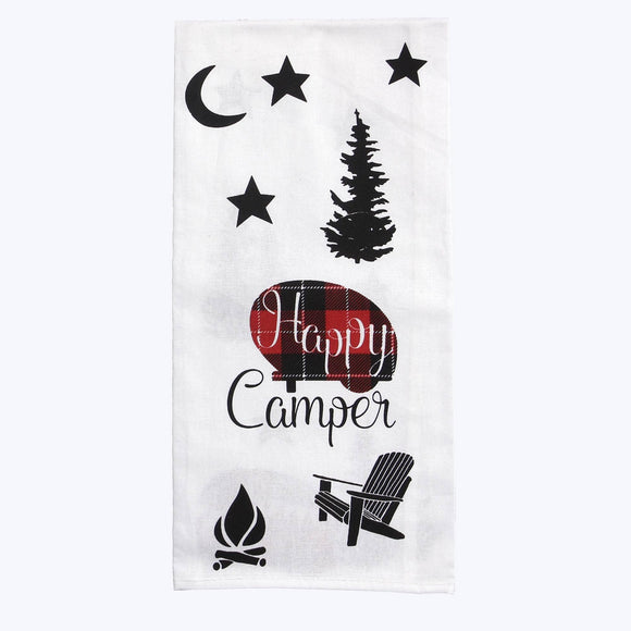 Fabric Happy Camper Red Plaid Towel  (SKU#: 11176)