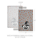 Witchy Pumpkins Striped Tea Towel 19x28