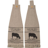 Sawyer Mill Charcoal Cow Button Loop Tea Towel