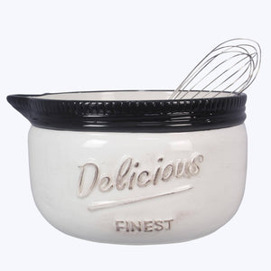 Ceramic Mason Jar Batter Bowl with Whisk  (SKU#: 19707)