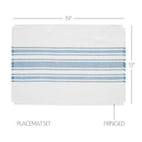 Antique White Stripe Blue Indoor/Outdoor Placemat 4pc 13x19