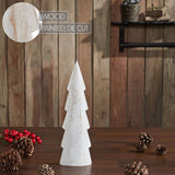 Christmas Tree Distressed White Wooden Figurine 11.5x3.5x1.5