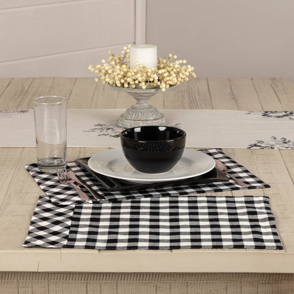 Vintage Check Black Placemat Set of 4 18Lx12W