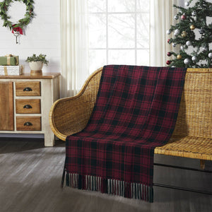 Cumberland Red Black Plaid Woven Throw 50x60